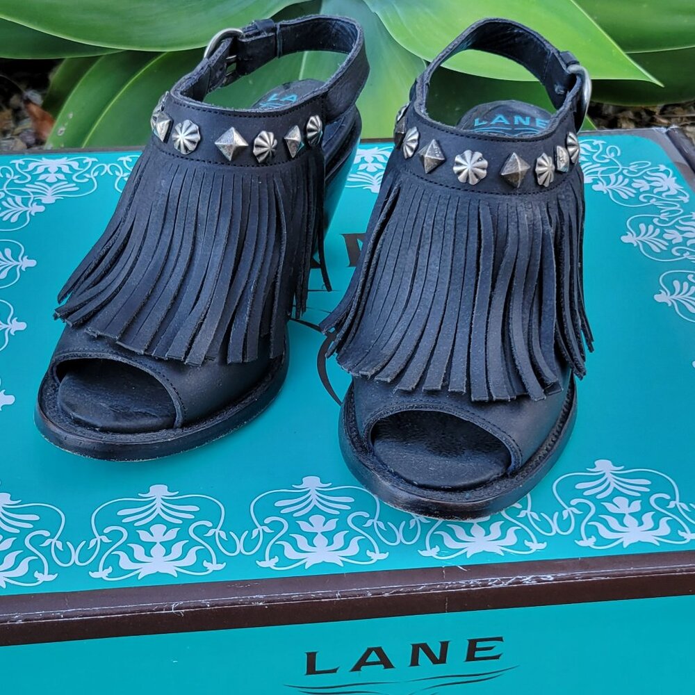 Lane Fringe & Studded Mules SZ 6.5